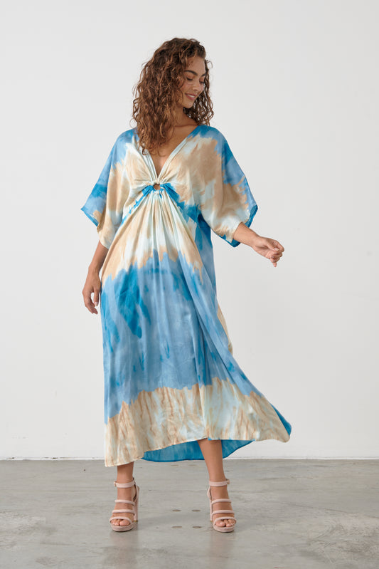 CAJU BLUE TIE DYE COTTON DRESS