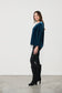 CAJU VELVET BLOUSE WITH LACE INSERTS IN BLUE