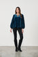 CAJU VELVET BLOUSE WITH LACE INSERTS IN BLUE