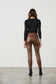 CAJU WET LOOK PANT IN DARK TAN