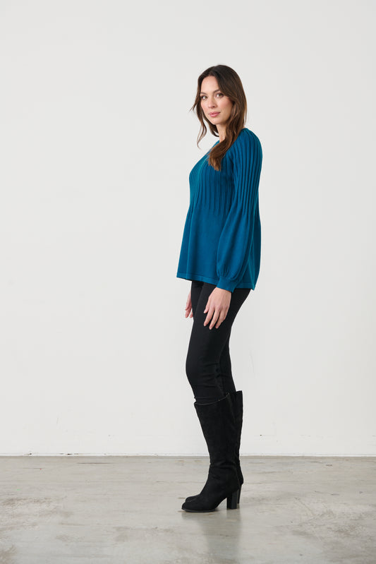CAJU HALF RIB KNIT WITH PUFF SLEEVE