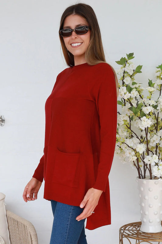 CHARLOTTE BRICK RED OVERSIZED KNIT