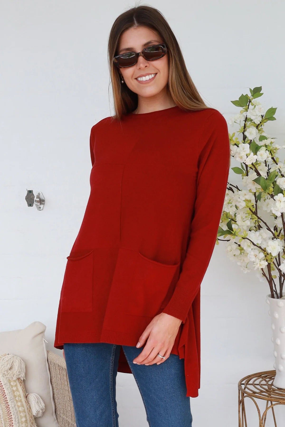 CHARLOTTE BRICK RED OVERSIZED KNIT