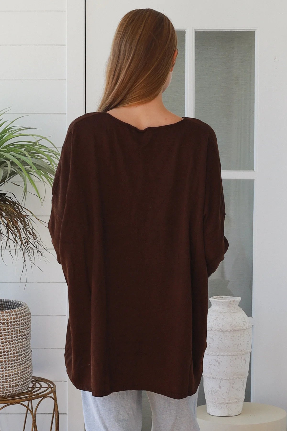 CHARLOTTE MERINO BLEND KNIT IN CHOCOLATE BROWN