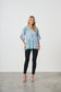 HOLMES & FALLON BLOUSE WITH LACED BACK DETAIL IN BLUE MARBLE