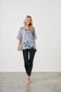 HOLMES & FALLON BLOUSE WITH LACED BACK DETAIL IN BLUE MARBLE