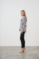 HOLMES & FALLON BLOUSE IN GREY MARBLE WITH LACE BACK FEATURE