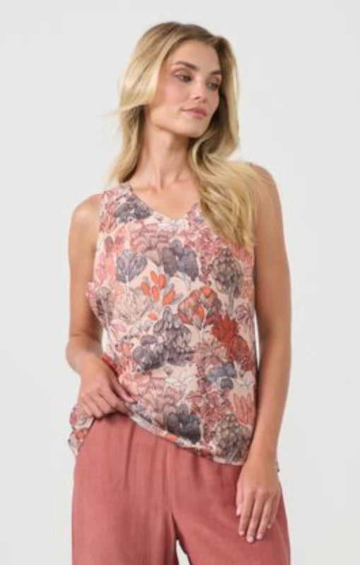 HOLMES & FALLON V-NECK FLORAL TANK
