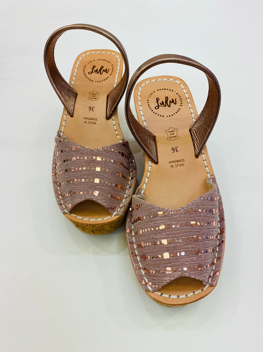 LULU AVARCAS PINK SEQUIN LEATHER CORK