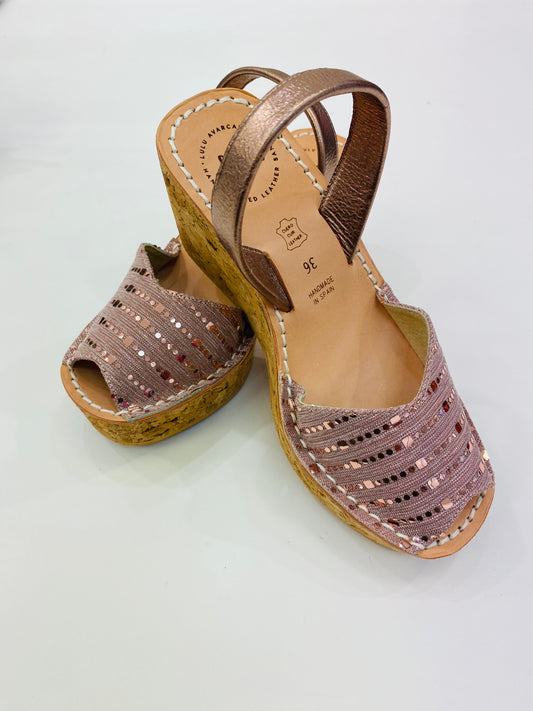 LULU AVARCAS PINK SEQUIN LEATHER CORK