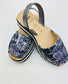 LULU AVARCAS FLATFORM IN ABSTRACT PURPLE LEATHER