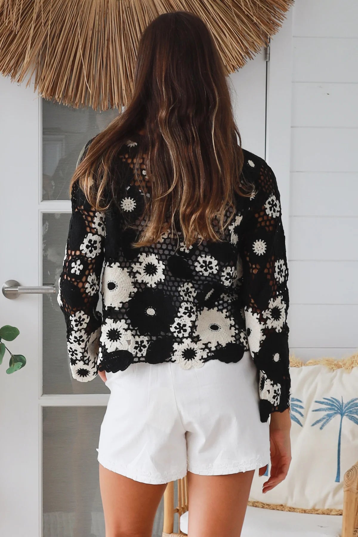 WILLOW CROCHET TOP IN BLACK AND CREAM