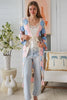 WILLOW LONG CROCHET CARDI IN PINK, BLUE, CREAM AND BROWN