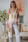 WILLOW LONG CROCHET CARDI IN PINK, CREAM AND GREEN