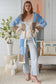 WILLOW LONG CROCHET CARDI IN BLUE, BEIGE AND CREAM