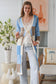 WILLOW LONG CROCHET CARDI IN BLUE, BEIGE AND CREAM