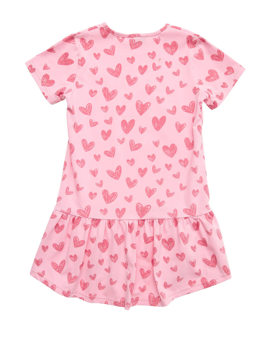 KISSED BY RADICOOL HEARTS FRILL DRESS