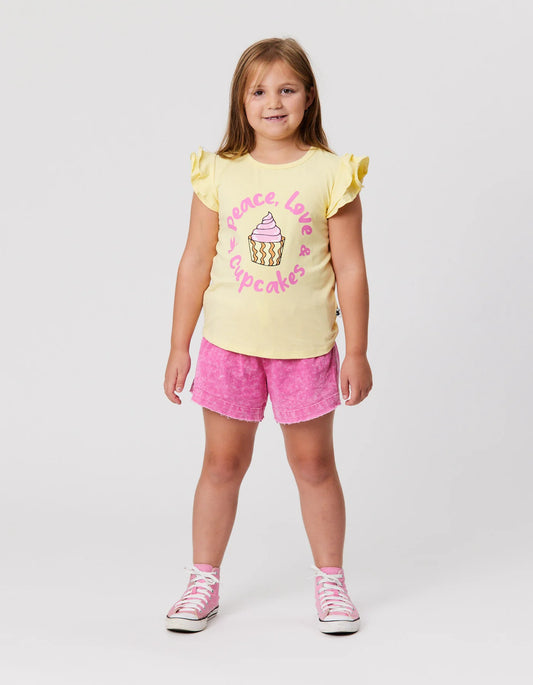 KISSED BY RADICOOL RASBERRY SORBET DENIM SHORTS