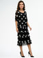 LA STRADA SILK LAYER DRESS IN BLACK WITH WHITE SPOTS