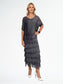 LA STRADA SILK LAYER DRESS IN CHARCOAL