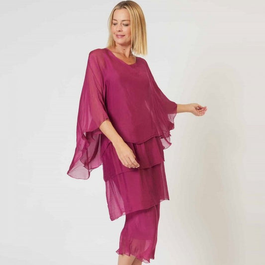 LA STRADA SILK LAYER DRESS IN ORCHID