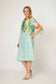 LA STRADA LINEN BLEND DRESS IN TEAL AND FLORAL