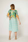 LA STRADA LINEN BLEND DRESS IN TEAL AND FLORAL