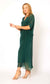 LA STRADASILK BLEND RUCHED BODICE FLOWY DRESS IN FOREST GREEN