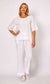 LA STRADA LINEN SEQUIN TRIM PANTS IN WHITE