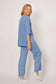 LA STRADA UNEVEN LINEN EMBROIDERED PANEL HEM V-NECK TOP