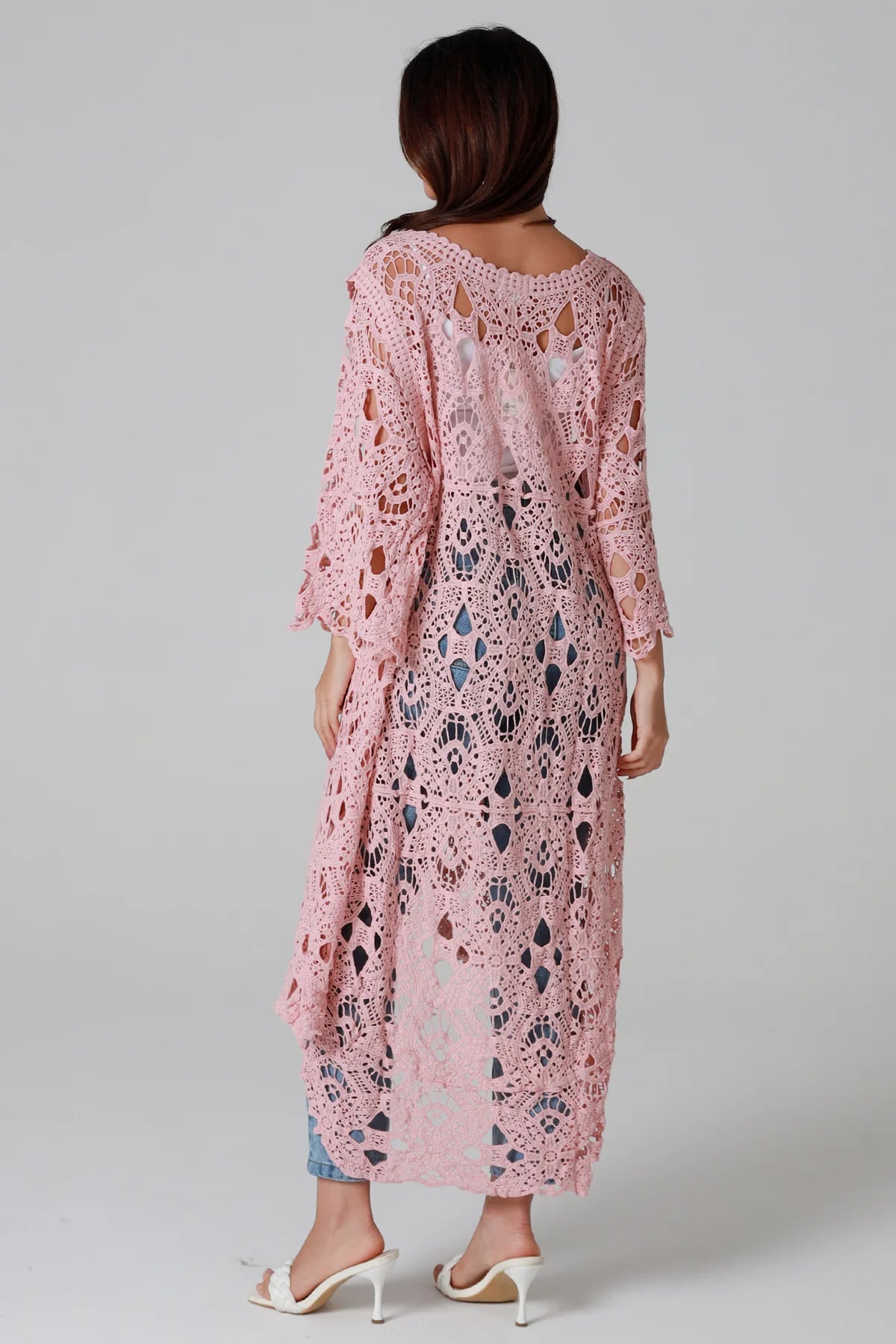 WILLOW CROCHET CARDI IN PINK
