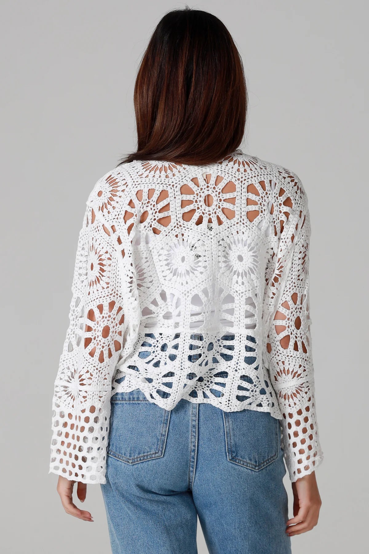 WILLOW THE LABEL CROCHET CARDI IN WHITE
