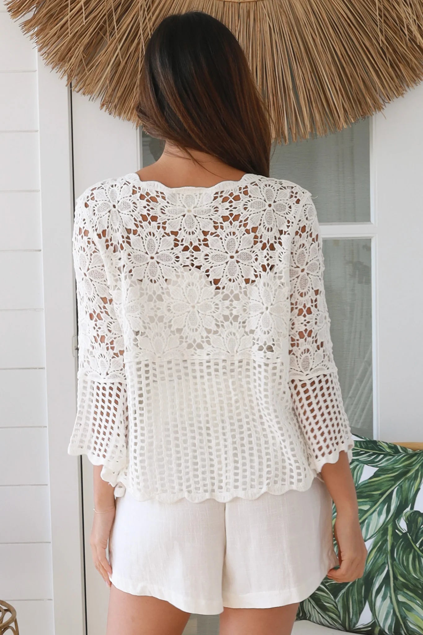 WILLOW MULTI FLOWER CROCHET TOP IN WHITE