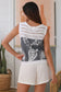 WILLOW SLEEVELESS CROCHET TOP IN WHITE AND BLUE