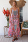 PEACOCK FEATHER PINK ABSTRACT SUMMER DRESS