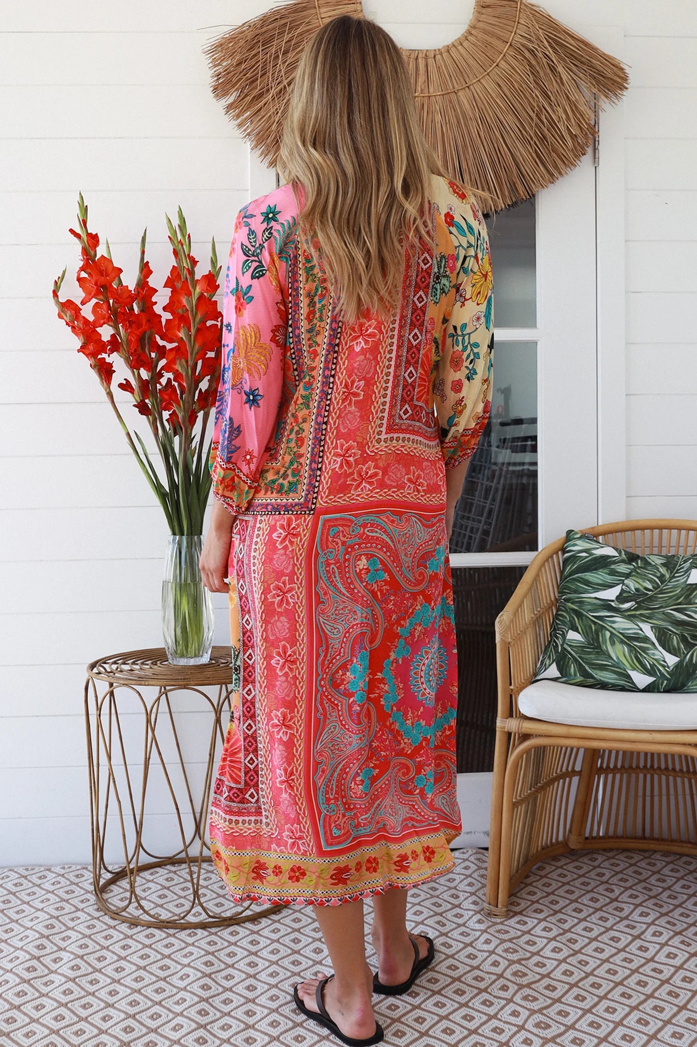 PEACOCK FEATHER LUXE ABSTRACT SHIRT DRESS