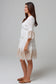 SALTY PALM WHITE AND BEIGE EYELET DRESS