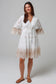 SALTY PALM WHITE AND BEIGE EYELET DRESS