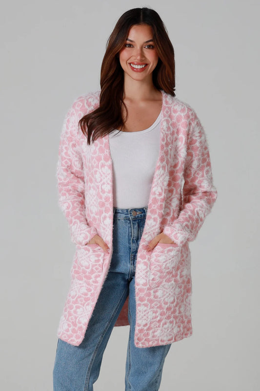 CHARLOTTE PINK PATTERN CARDI