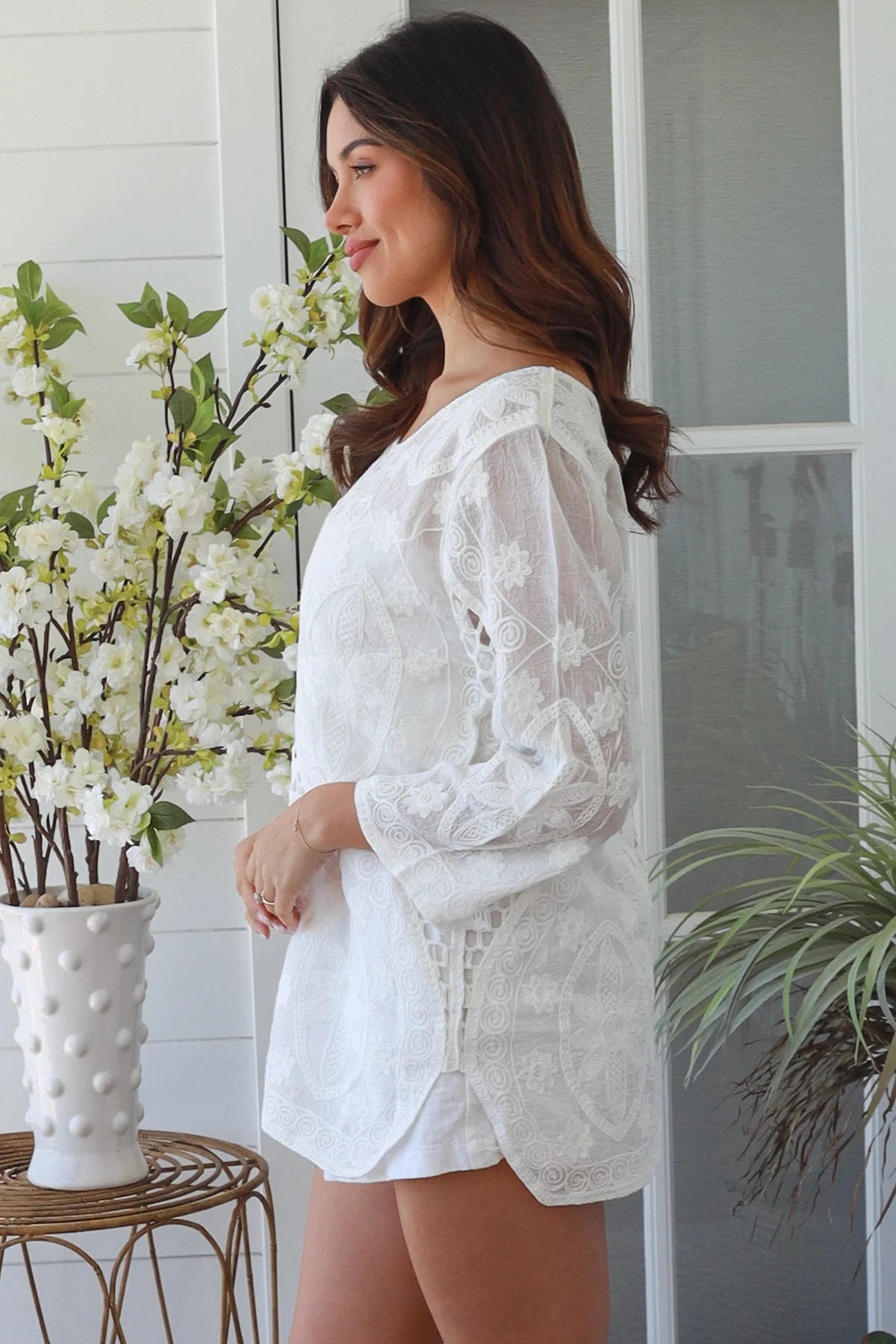 WILLOW CROCHET COTTON TOP IN WHITE