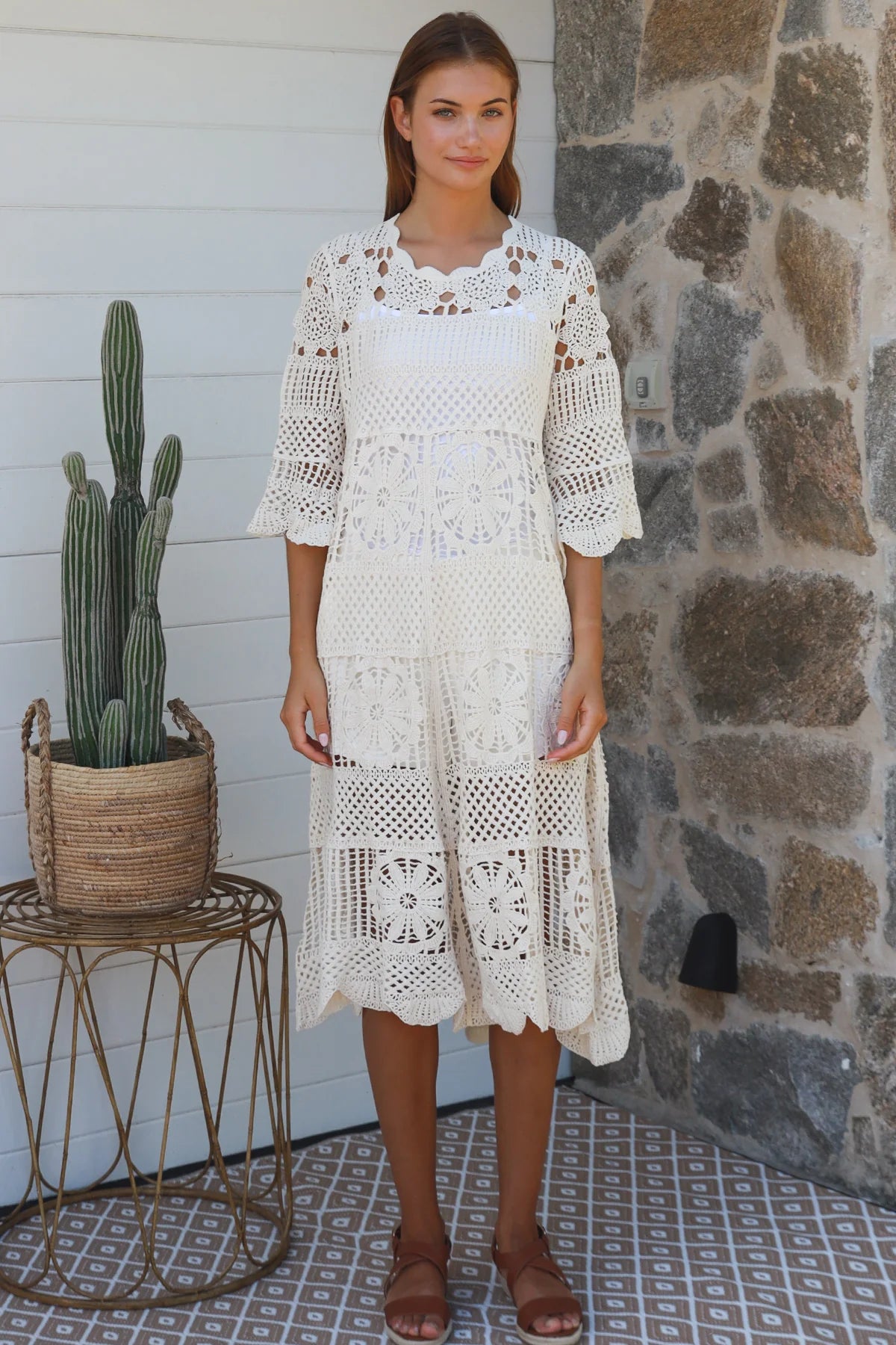 WILLOW CROCHET DRESS IN CREAM