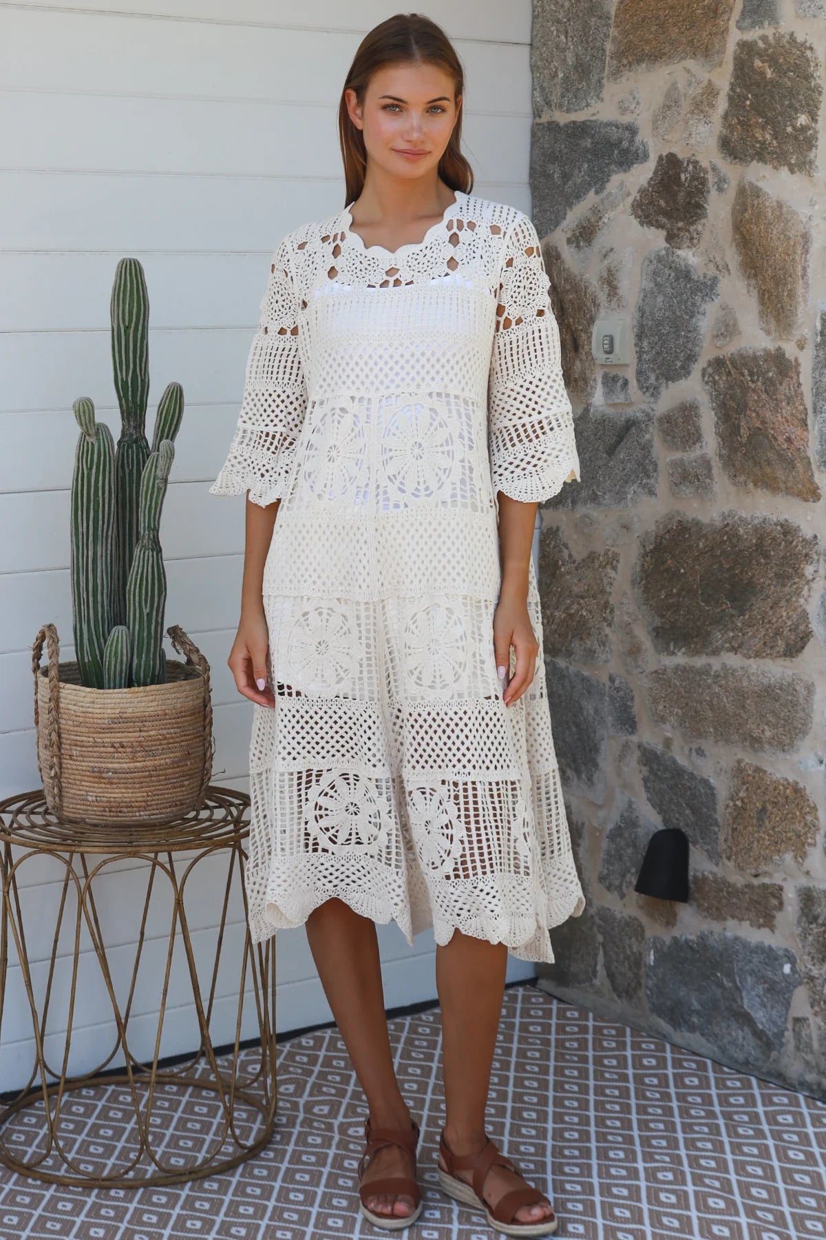 WILLOW CROCHET DRESS IN CREAM