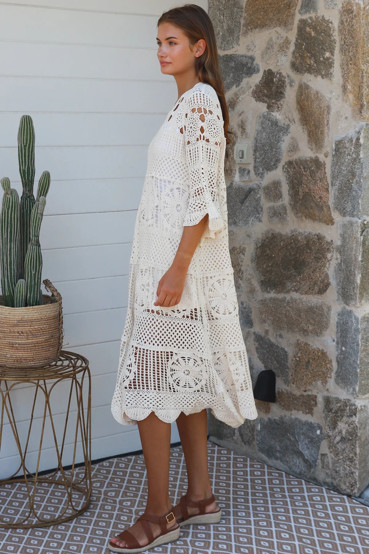 WILLOW CROCHET DRESS IN CREAM