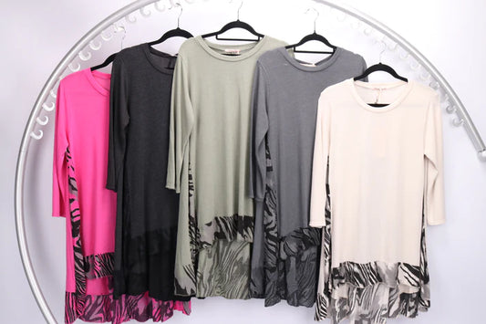 WEDNESDAY LULU LONG VISCOSE TOP IN CHARCOAL