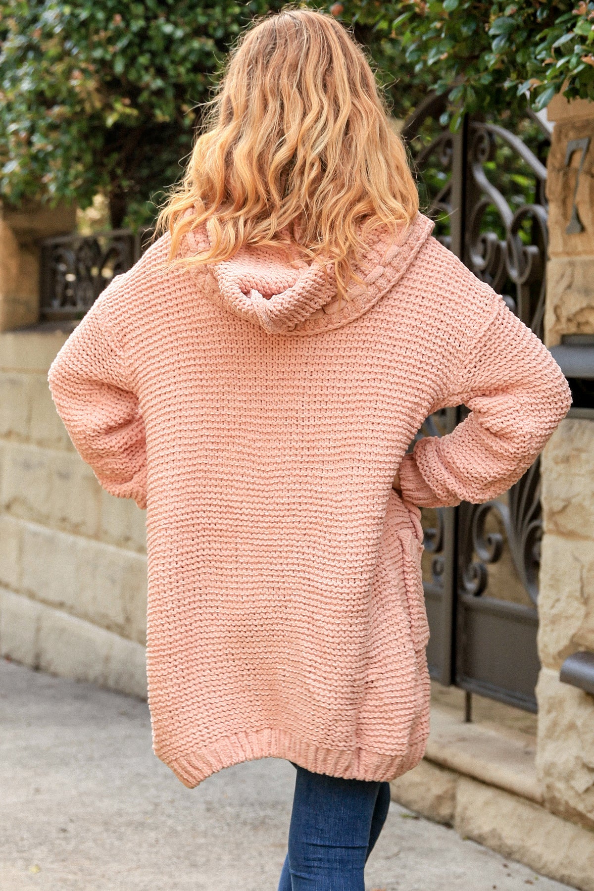 CHARLOTTE BLUSH PLAIT WOOL BLEND CARDI