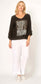 LA STRADA ANIMAL PRINT LINEN TOP IN BLACK
