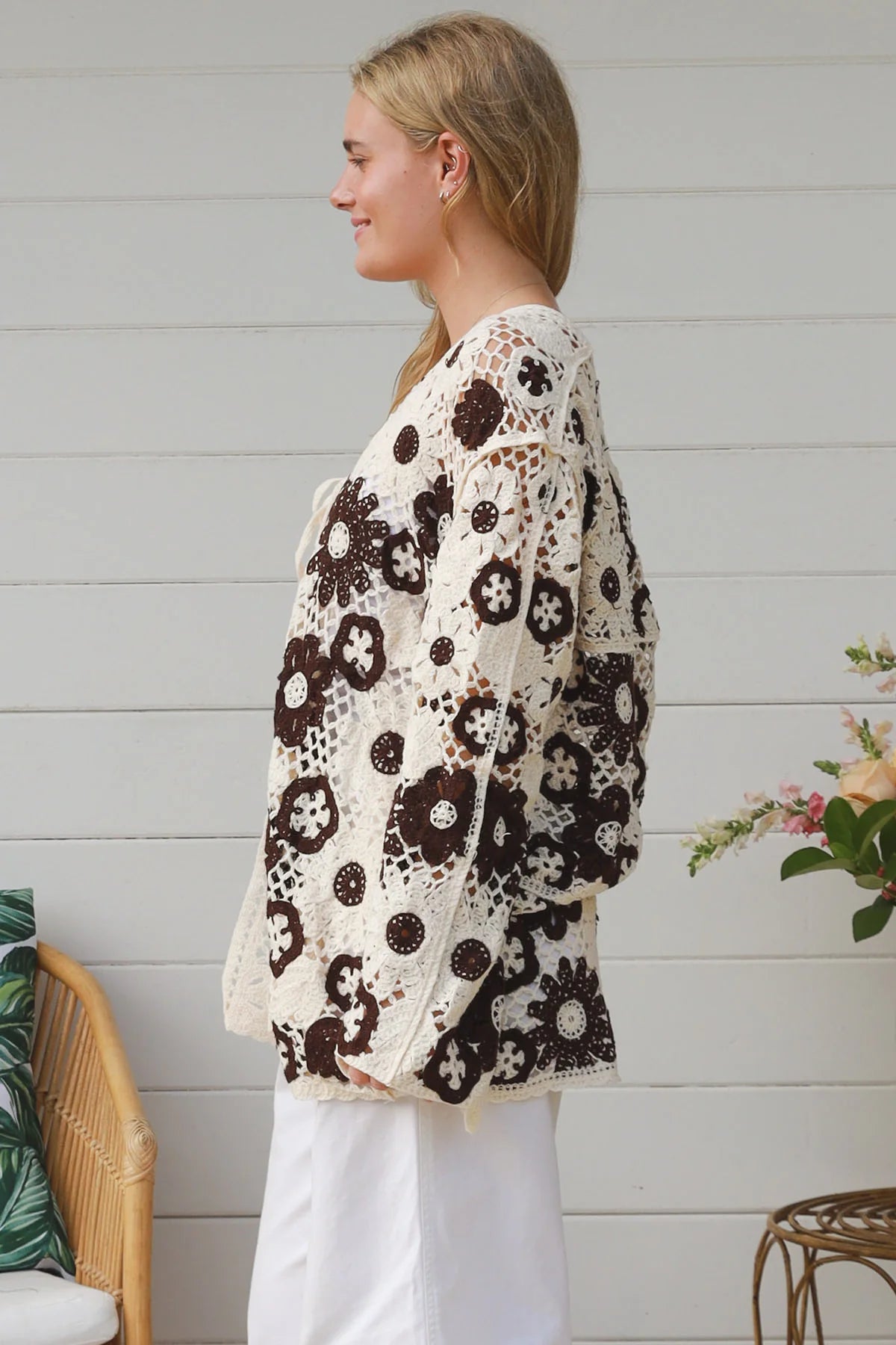CHARLOTTE THE LABEL CROCHET CARDI IN EARTHY TONES