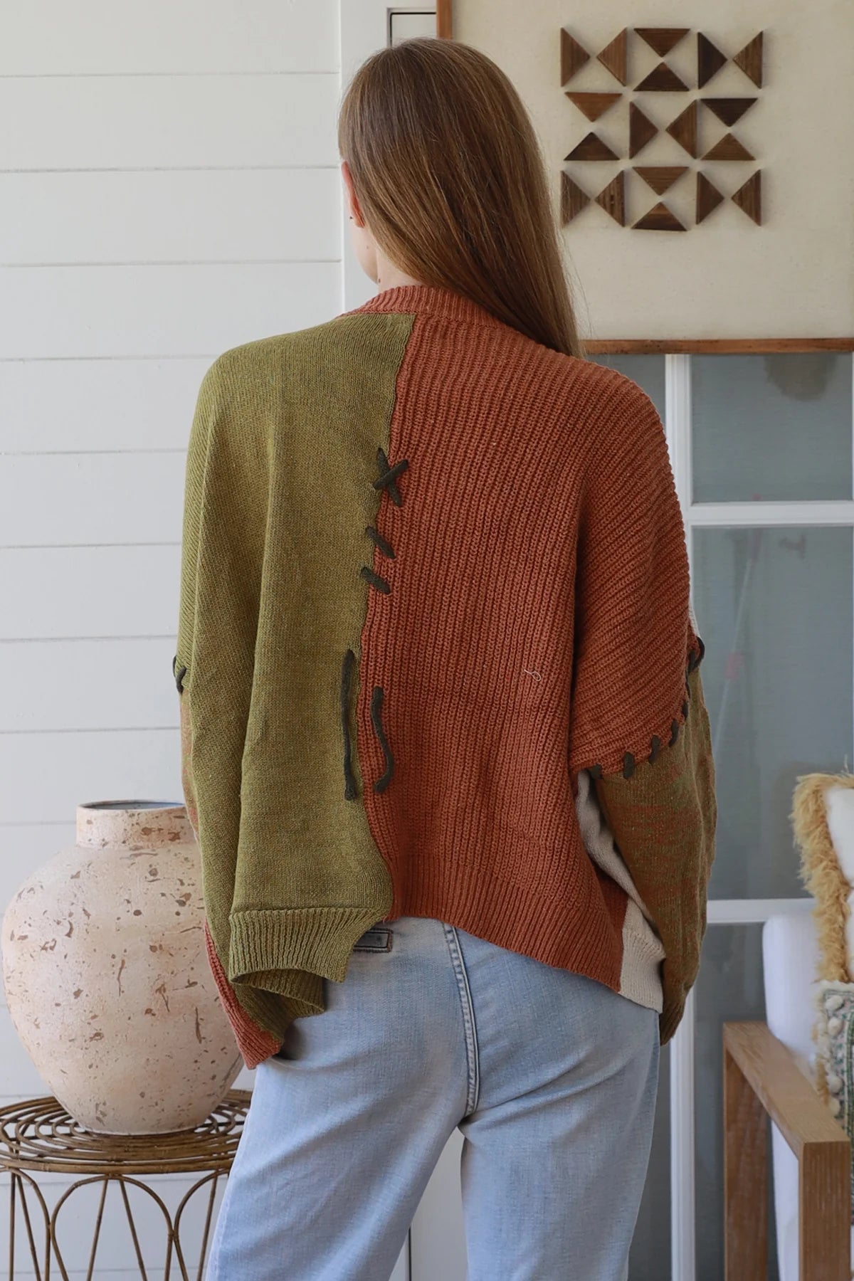 CHARLOTTE KNIT WITH LACE STITCH DETAIL IN EARTY TONES