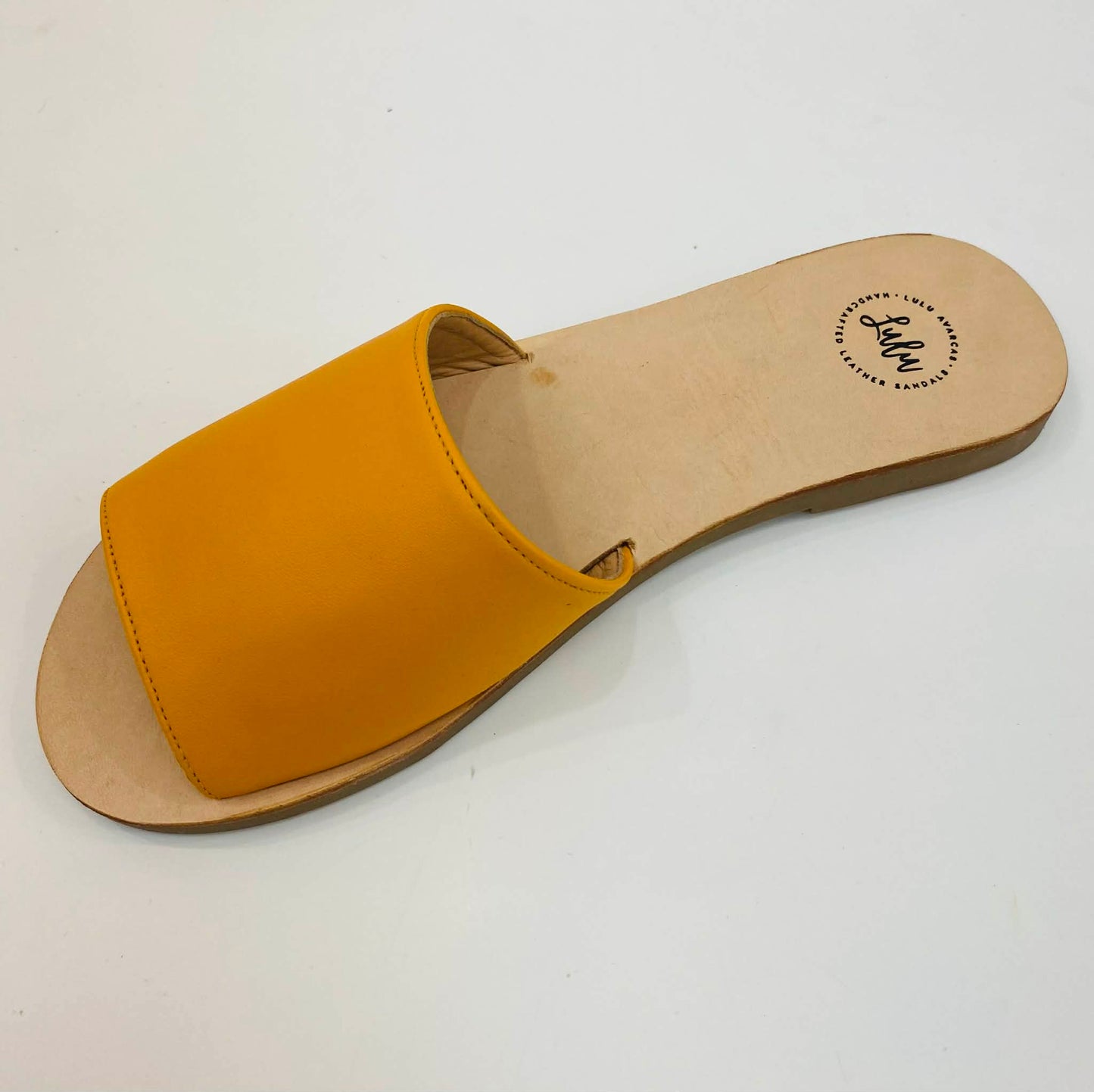 LULU AVARCAS ORANGE LEATHER SLIDE