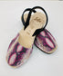 LULU AVARCAS PINK SNAKE BLACK WEDGE SANDAL